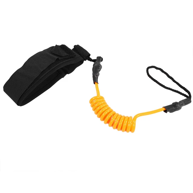 (Bright Orange)Bodyboard Leash Coiled Spring Elastic Hook And Loop Design