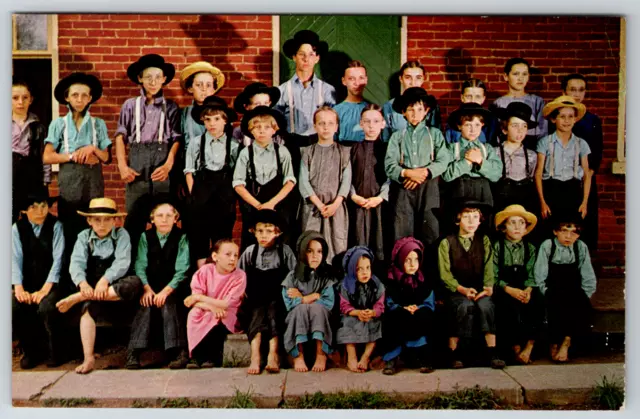 c1960s Greetings Pennsylvanis Dutch County Children Vintage Postcard