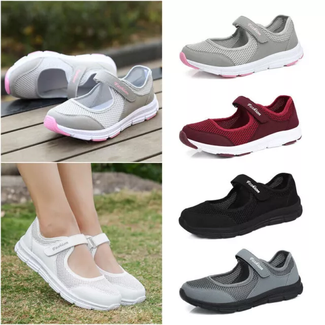 Womens Trainers Flat Sandals Fitness Walking Soft Sneakers Slip On Casual Shoes