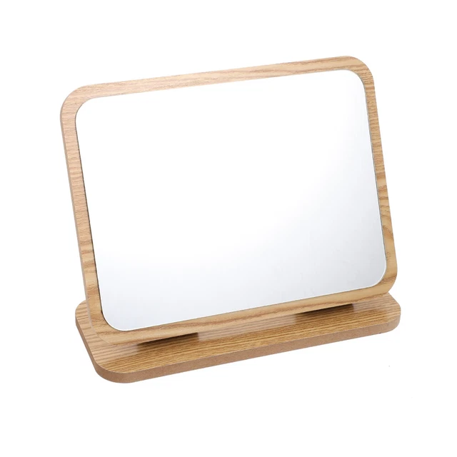 Espejo cosmético de mesa de madera hogar escritorio maquillaje plegable