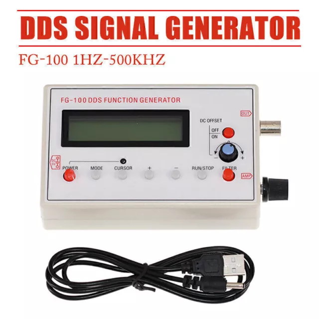 FG-100 DDS Sinus Signalgenerator Dreieck Rechteck 1HZ-500KHz Frequenz LCD1602 KG