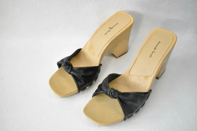 Amanda Smith Shoes Wedge Sandals Black Size 7.5 Women's New