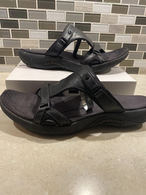 Merrell Glade Slide Sandals Women's Black Leather Slip On - US 9
