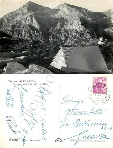 Cartolina di Frabosa Soprana, accampamento alpino - Cuneo
