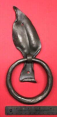 Wrought Iron Leaf Ring Door Pull Handle Hot Formed by Blacksmith USA
