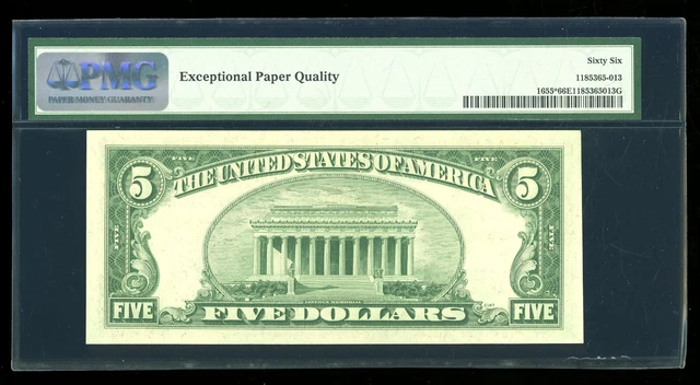 DBR $5 1953 Silver STAR Gem Fr. 1655* PMG 66 EPQ Serial *03916519A 2