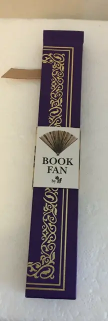 Book Fan Color Purple by IF 6" x 12" Wide Buckram Cloth Gold Foil Filigree NEW