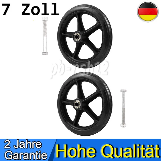 2 ud. silla de ruedas rueda delantera 7 pulgadas goma neumáticos completos ruedas de repuesto sillas de ruedas negras