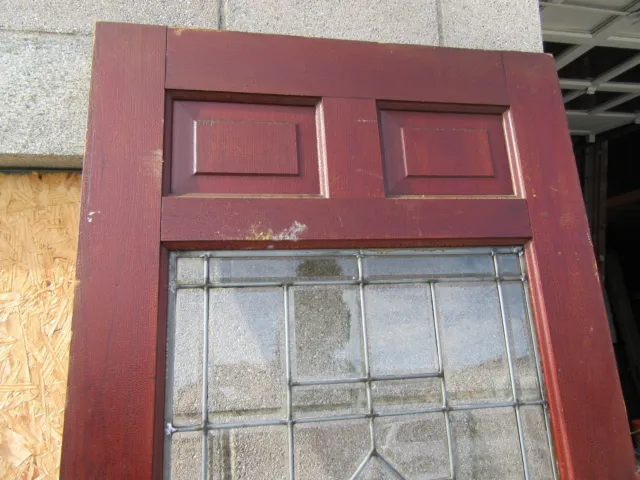 ~ ANTIQUE FULL BEVELED GLASS DOOR ZINC ~ 31.5 x 90.25 ~ ARCHITECTURAL SALVAGE ~ 3