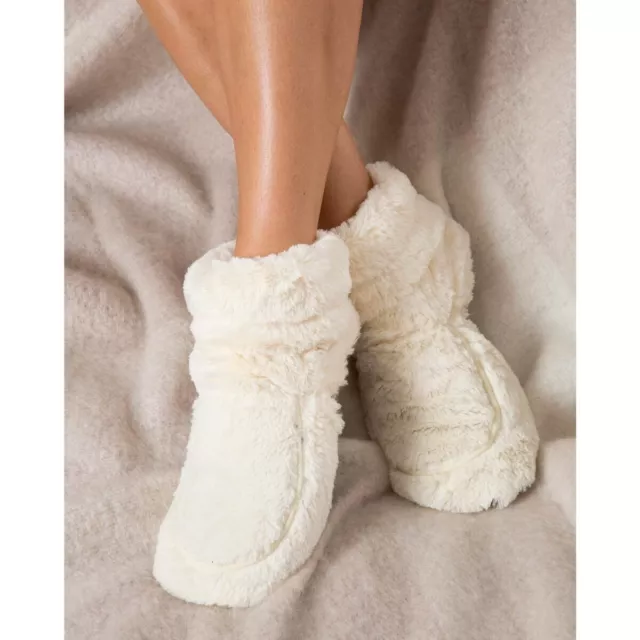 Warmies Fully Heatable Wellness Slipper Microwavable Boots in Cream Size UK 3-7