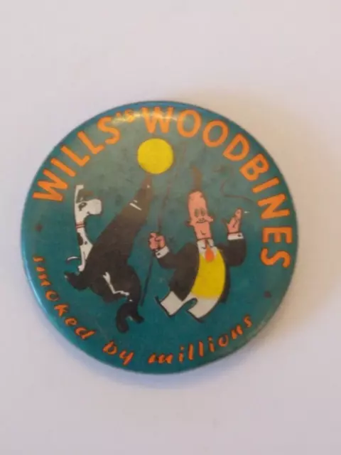 Original 1960 Wills's Woodbines smoked by millions tin button badge