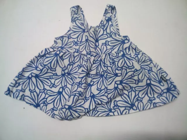 Bonds Baby Girl's Blue Flower Pattern Cotton Dress; Size 00 (3-6 mths)