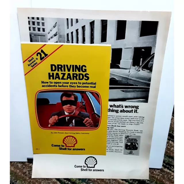 1979 Shell Gas with Driving Hazards Booklet Print Ad vintage 70s