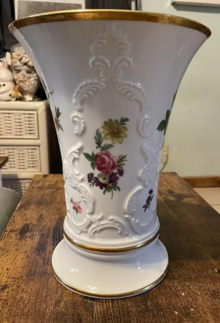 Vintage Royal porzellan bavaria крм germany handarbeit VaseGold Flowers 2