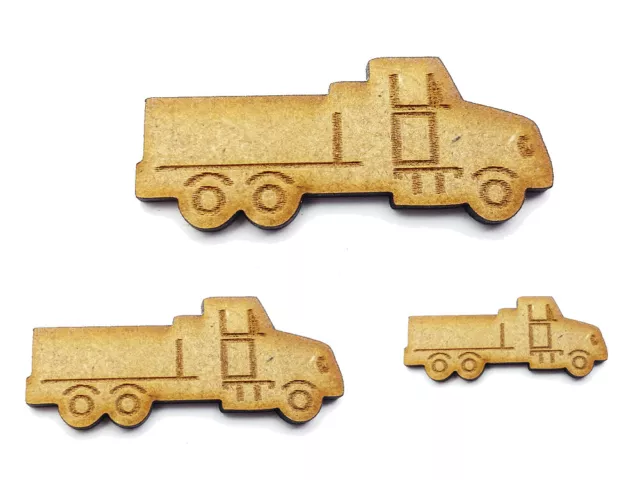 Wooden Mdf Truck Transport Shape Ornament Laser Cut Embellishment