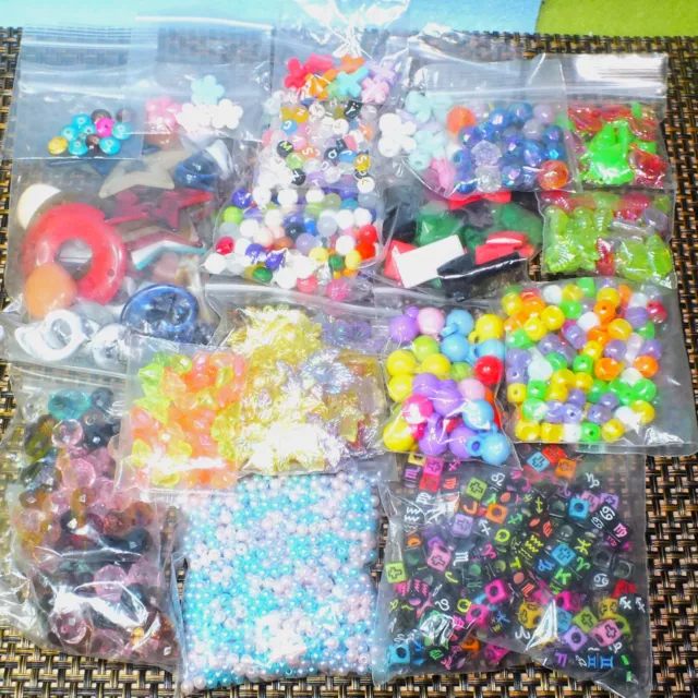 390g mixed beads, RAINBOW mix. Various beads, charms. Job lot bulk clearance