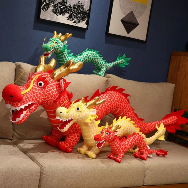 Yellow Red Green Chinese Dragon Doll Stuffed Animal Doll  Stress Release