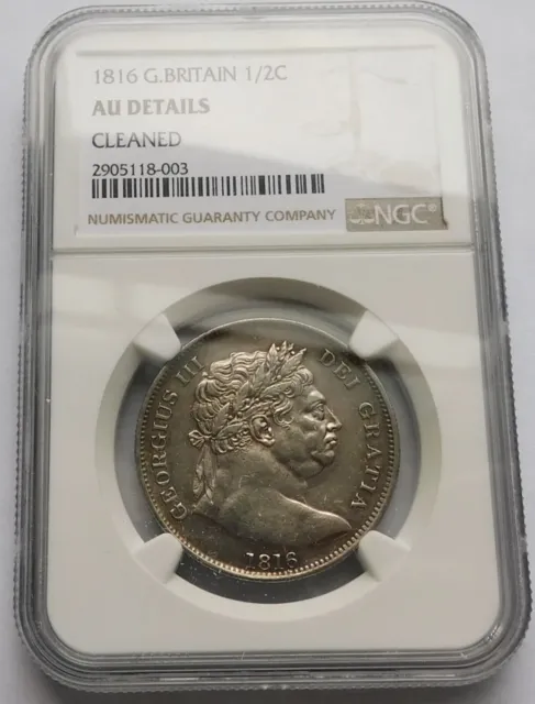 1816 Great Britain 1/2C Half Crown Silver coin - NGC AU Details cleaned