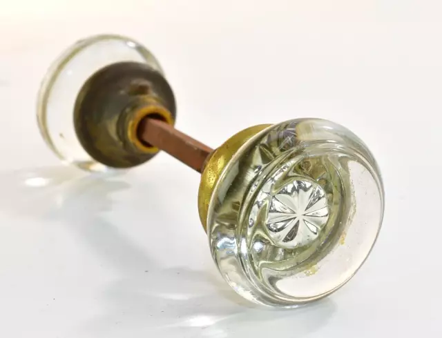 Victorian Round Glass Antique Door Knob Assembly Architectural Salvage