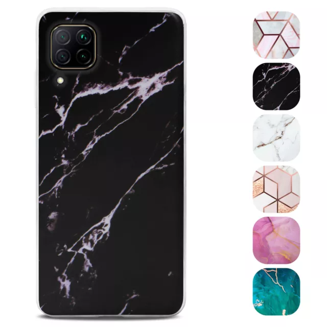 Handy Hülle für Huawei P40 Lite Case Marmor Optik Cover Schutzhülle Silikon Etui
