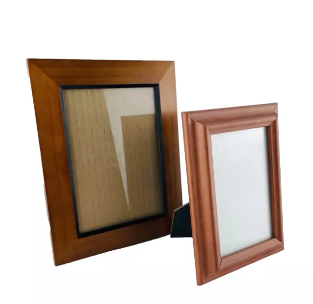 Lot of 2 Wood Picture Frames  Mixed Styles & Sizes Tabletop Family Photo Gallery