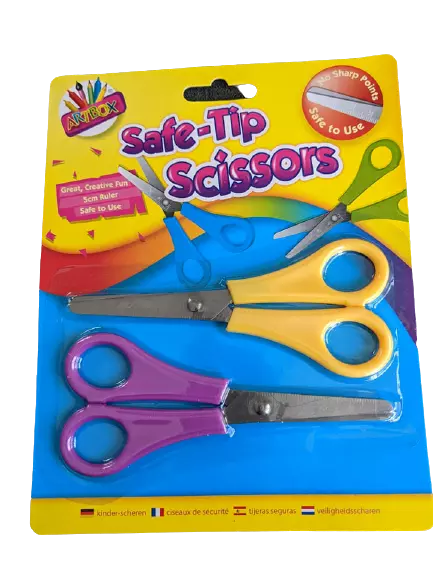 2 x CHILDRENS SAFETY SCISSORS METAL Kids Child School Blade 5" Arts Craft