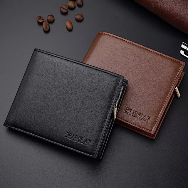 Men's Bifold Leather Wallet With ID Window Credit Card Holder Slim Purse