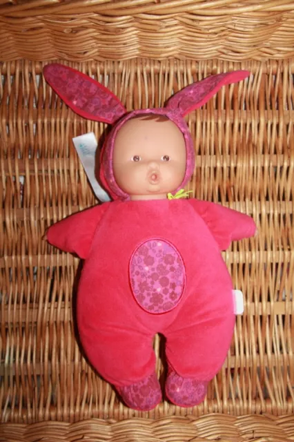 COROLLE doudou poupon POUPEE ROSE OREILLE DE LAPIN VEILLEUSE  MUSICAL + LUMIERE