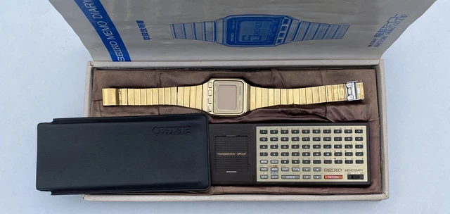 Vintage Seiko Memo Diary UW02-0010 Gold computer watch, Not working.