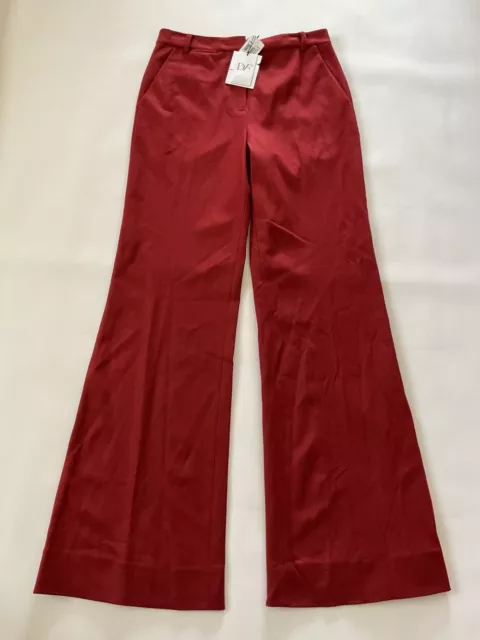 $345 Diane Von Furstenberg High Waist Wool Dress Pants Wide Leg Size 14