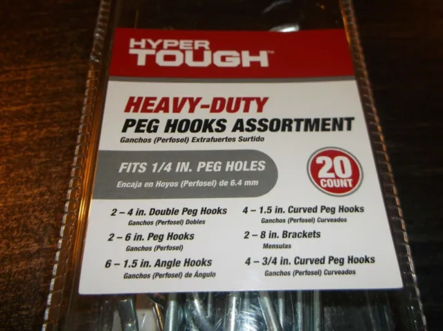 Hyper Tough Heavy-Duty Peg Hooks Assortment   20 Count 2