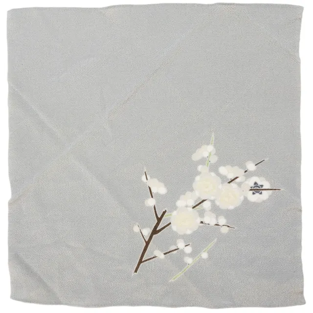 Vintage Grey Silk Floral Design Furoshiki Size 45 X 46 cm: Oct23-K