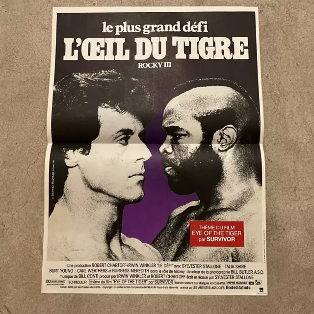 Affiche Pliée 40x60cm ROCKY 3 - L'OEIL DU TIGRE (1983) Sylvester Stallone TBE