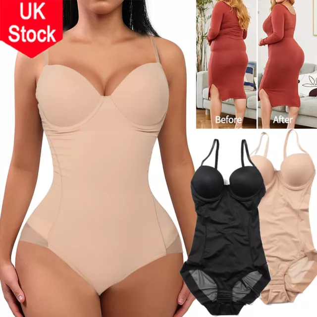 LADIES FIRM TUMMY Control Full Body Shaper Seamless Bodysuits with Built-in  Bra £17.99 - PicClick UK