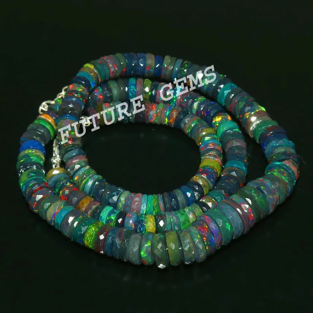 Äthiopische Opal Perlen Facettiert Reifen Großhandel Schmuck Halskette NP-2144
