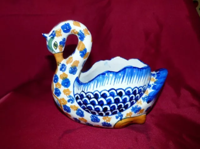 Ancienne Jardiniére en Faience de Quimper HB Henriot en Forme de Cygne
