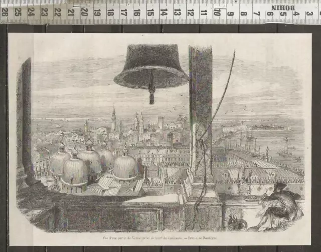G497 / Gravure /  Vue D Une Partie De Venise Prise Du Haut Du Campanile