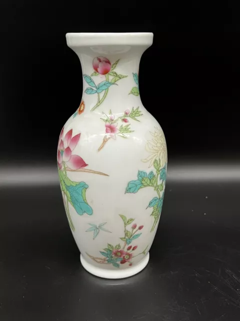 Chinesische Zhongguo Jingdezhen Zhi Vase Verschiedene Blumen 1970 2