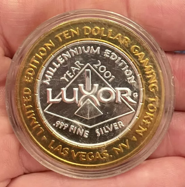 Luxor 2001 Las Vegas Limited Edition “Millennium” $10 Gaming Token .999  Silver