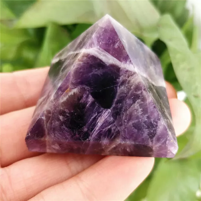 Natural Amethyst Quartz Crystal Pyramid Chakra Healing Energy Stone Tower Reiki#