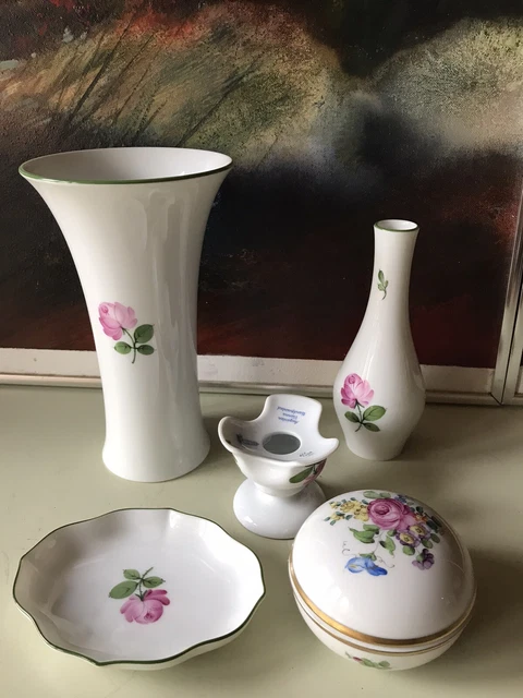 5 PIECE VINTAGE AUGARTEN WIEN Imperial Porcelain Viennese Rose Set