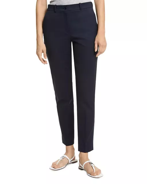 Michael Kors Collection Stretch Twill Sam Pants Women's 12 Midnight Button Zip