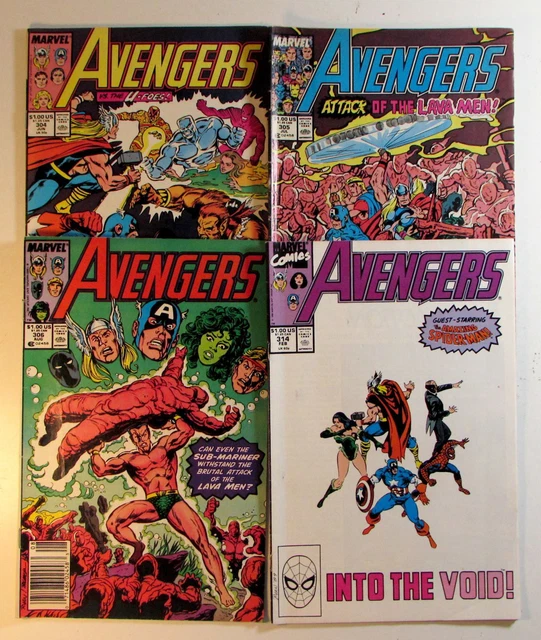 Avengers Lot of 4 #304,305,306,314 Marvel Comics (1989) 1st Print Comic Books