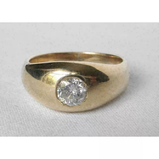 Vintage 14K Placcato Oro Giallo Uomo 1 KT Vero Moissanite Solitario Pinky Anello