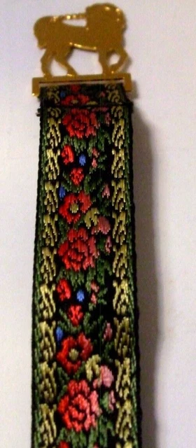 Avon Vintage  Bookmark Brass & Tapestry 1988 with Unicorn Box-2x2 1/2 in.