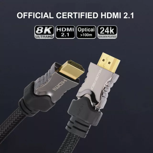 V2.1 HDMI Cable Lead 8K 120Hz HDR Ultra High Speed 48Gbps 0.45 0.9 1.8 3 4.5M