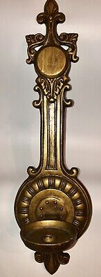 Vintage Cast Aluminum Brass-Tone Wall Sconce Candle Holder 20"
