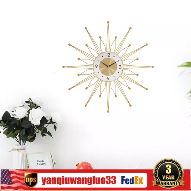 Modern Wall Clock Starburst Clock Metal Gold Mid Century Festive Decors &Gifts