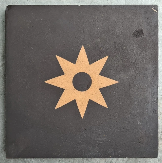 Antique Victorian Maw & Co 6” x 6” Black Encaustic Floor Tile Reclaimed