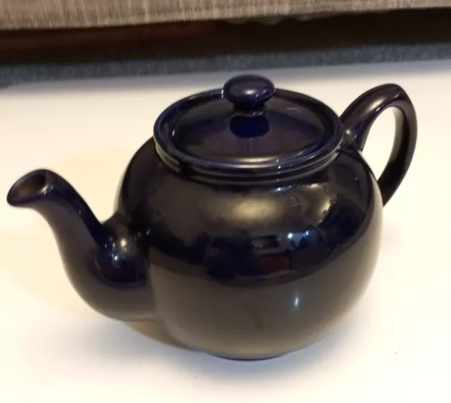 Vintage Price & Kensington potteries HandPainted  Dark Blue Ceramic Teapot